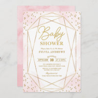 Moderne Blush Gold Geometric Confetti Babydusche