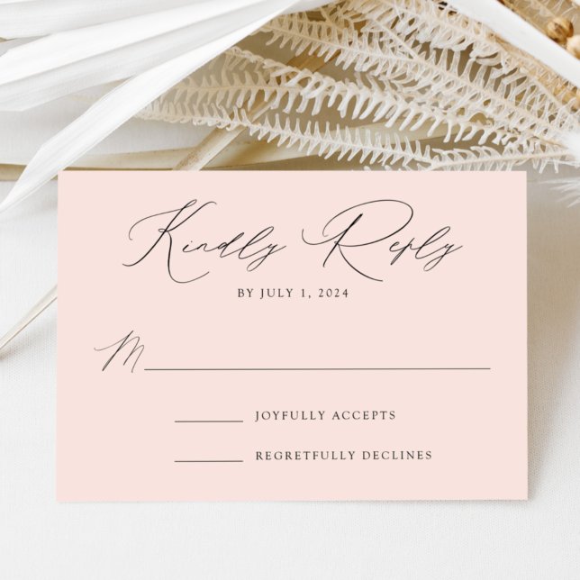 Moderne Blush Hochzeit RSVP Karte (Von Creator hochgeladen)