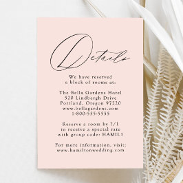 Moderne Blush Hochzeitsdetails Begleitkarte