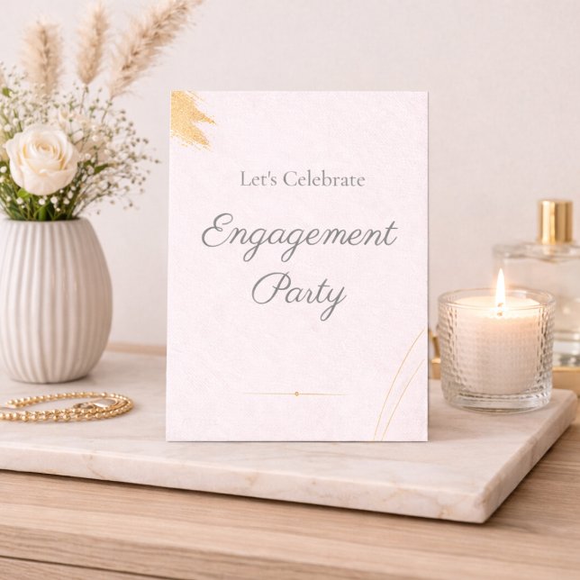 Moderne Blush-Hochzeitseinladung Einladung (Modern blush tones with gold detail for a refined engagement party celebration)