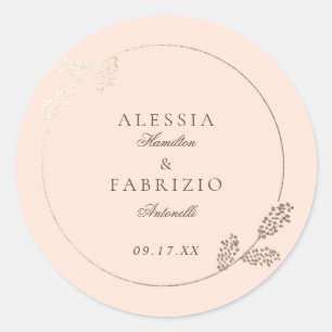 Moderne Blush-Imitate - Botanische Rahmenhochzeit Runder Aufkleber