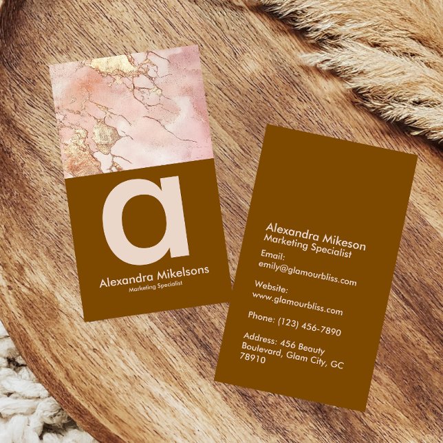 Moderne Blush-Marmor-Luxus-Markenbildung Visitenkarte (Von Creator hochgeladen)