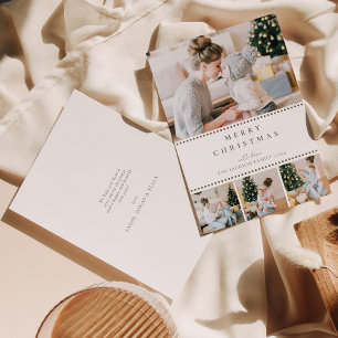 Moderne Blush-Multi-Foto-Weihnachtskarte Feiertagskarte