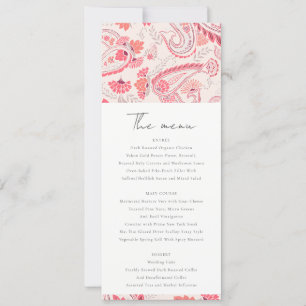 Moderne Blush Paisley Typografy Wedding Menu Card Einladung