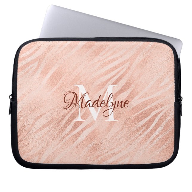 Moderne Blush Pink Animal Print Shimmer Laptopschutzhülle (Vorderseite)