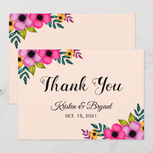 Moderne Blush Pink Bläschen Minimal Hochzeit Dankeskarte
