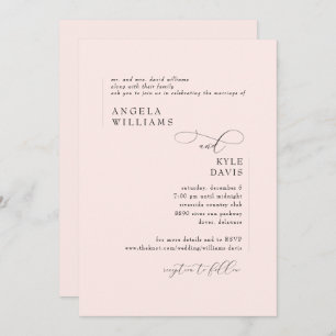 Moderne Blush Pink Bride Eltern Hochzeitsfeiern Einladung