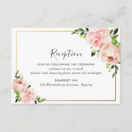 Moderne Blush Pink Floral Hochzeitsempfehlung Begleitkarte