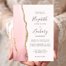 Moderne Blush Pink Gold Agate Einladung Hochzeit