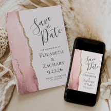 Moderne Blush Pink Gold Agate Hochzeit retten das 