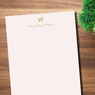 Moderne Blush-Pink-Gold-Schrift-Monogramm Notizblock