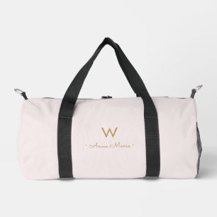Moderne Blush-Pink-Gold-Schriftmonogramm Duffle Bag