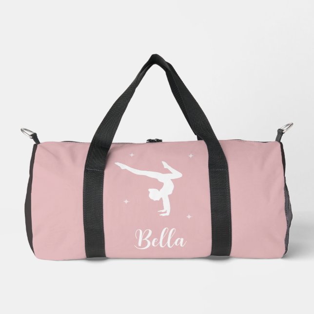 Moderne Blush Pink Gymnastik Dance Fitness Duffle Bag (Vorderseite)