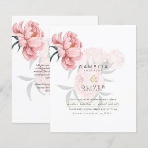 Moderne Blush Pink Peonies Bloral Wedite Einladung