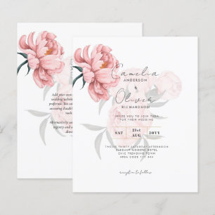 Moderne Blush Pink Peonies Bloral Wedite Einladung