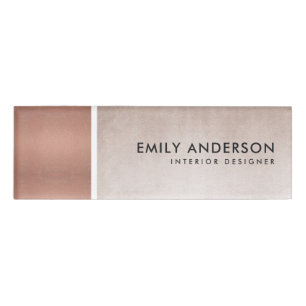 MODERNE BLUSH PINK ROSE GOLD SHIMMER TEXTURE NAMENSCHILD