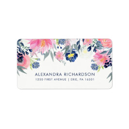 Moderne Blush Pink- und Navy-Floral-Hochzeit Adressaufkleber