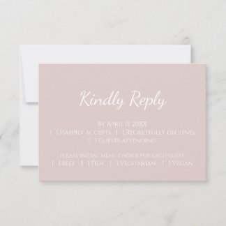 Moderne Blush rosa einfache Hochzeit zeitgenössisc RSVP Karte