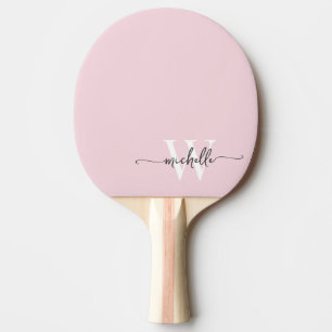 Moderne Blush-Rosa-Einzelanfertigung Monogramm-Nam Tischtennis Schläger
