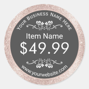 Moderne Blush Rose Gold Handmade Product Price Tag Runder Aufkleber