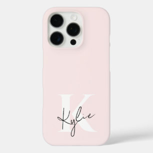 Moderne Blush-Rose Personalisiert Monogramm Name - iPhone 16 Pro Hülle