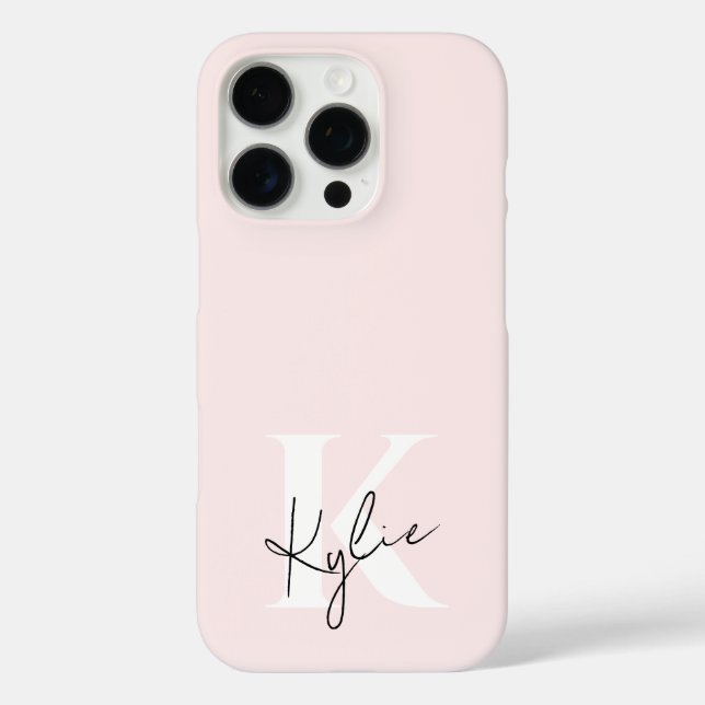 Moderne Blush-Rose Personalisiert Monogramm Name - Case-Mate iPhone Hülle (Rückseite)
