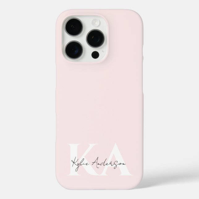 Moderne Blush-Rose Personalisiert Monogramm Name - Case-Mate iPhone Hülle (Rückseite)