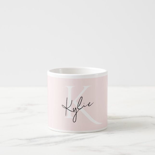 Moderne Blush-Rose Personalisiert Monogramm Name - Espressotasse (Vorderseite)