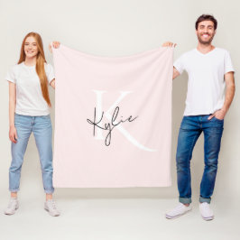 Moderne Blush-Rose Personalisiert Monogramm Name - Fleecedecke