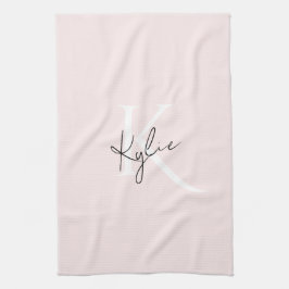 Moderne Blush-Rose Personalisiert Monogramm Name - Geschirrtuch