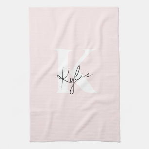 Moderne Blush-Rose Personalisiert Monogramm Name - Geschirrtuch