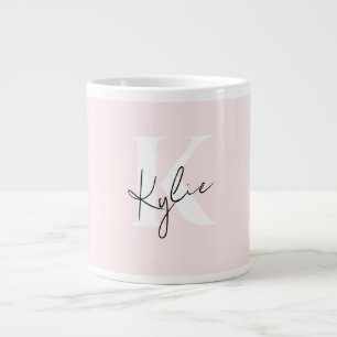 Moderne Blush-Rose Personalisiert Monogramm Name - Jumbo-Tasse