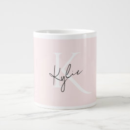 Moderne Blush-Rose Personalisiert Monogramm Name - Jumbo-Tasse