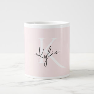 Moderne Blush-Rose Personalisiert Monogramm Name - Jumbo-Tasse