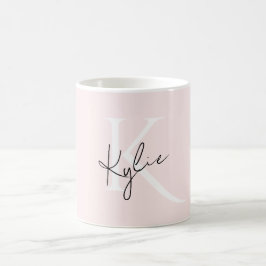 Moderne Blush-Rose Personalisiert Monogramm Name - Kaffeetasse