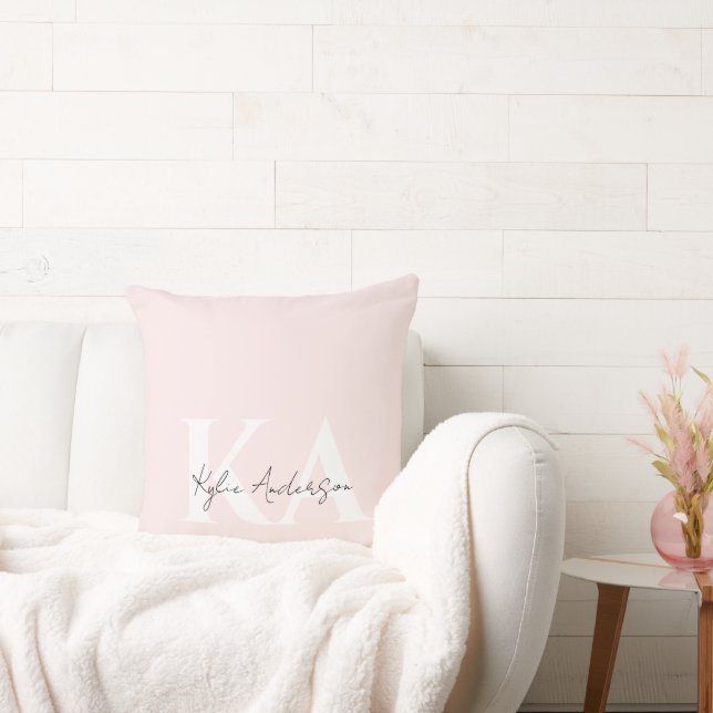 Moderne Blush-Rose Personalisiert Monogramm Name - Kissen (Liege)