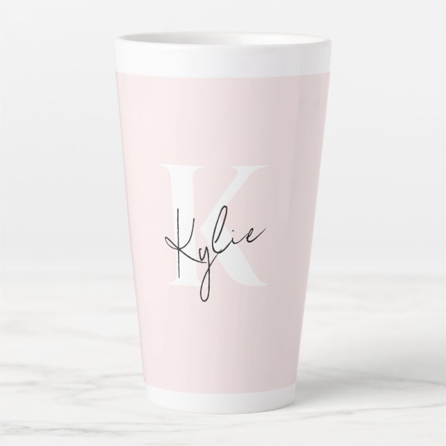 Moderne Blush-Rose Personalisiert Monogramm Name - Milchtasse (Vorderseite)