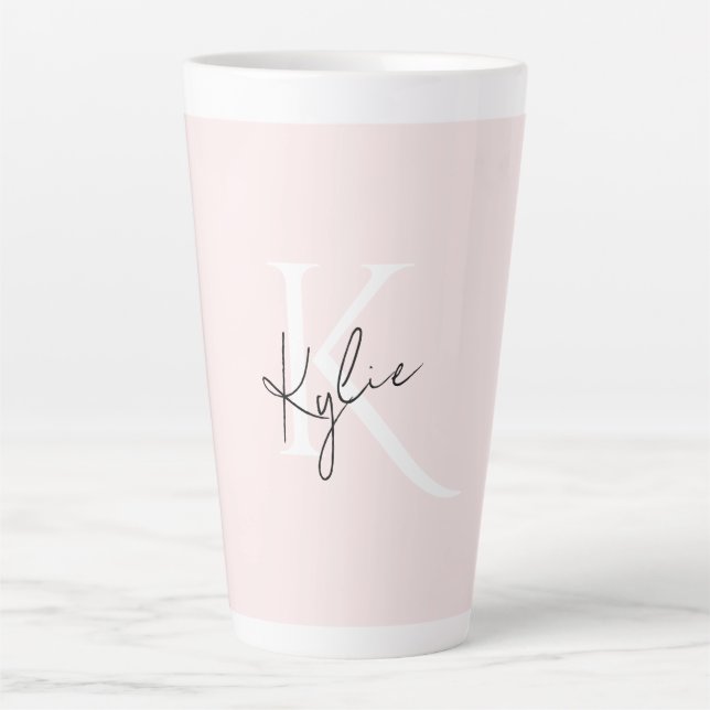 Moderne Blush-Rose Personalisiert Monogramm Name - Milchtasse (Vorderseite)