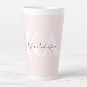 Moderne Blush-Rose Personalisiert Monogramm Name - Milchtasse