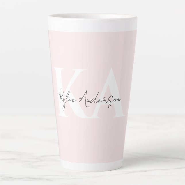 Moderne Blush-Rose Personalisiert Monogramm Name - Milchtasse (Vorderseite)