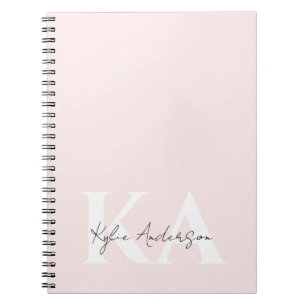 Moderne Blush-Rose Personalisiert Monogramm Name - Notizblock