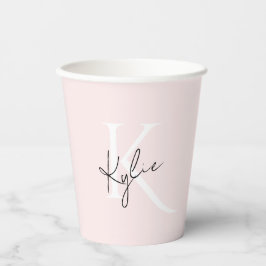 Moderne Blush-Rose Personalisiert Monogramm Name - Pappbecher