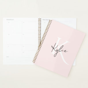 Moderne Blush-Rose Personalisiert Monogramm Name - Planer