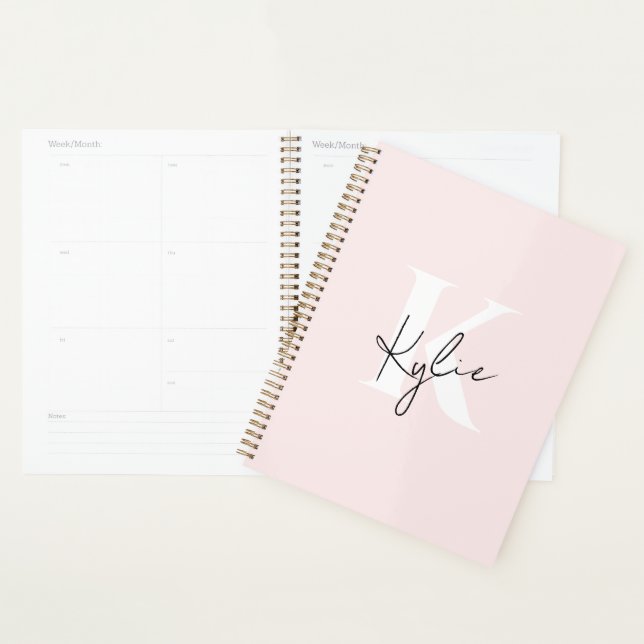 Moderne Blush-Rose Personalisiert Monogramm Name - Planer (Anzeige)