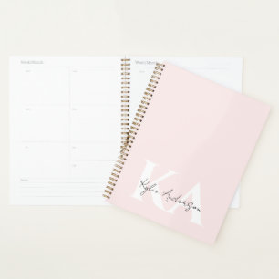 Moderne Blush-Rose Personalisiert Monogramm Name - Planer