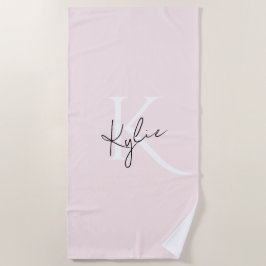 Moderne Blush-Rose Personalisiert Monogramm Name - Strandtuch