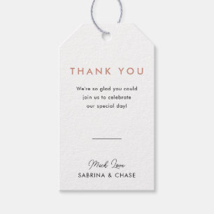 Moderne Blush Rose Wedding Vielen Dank für Ihre Un Geschenkanhänger