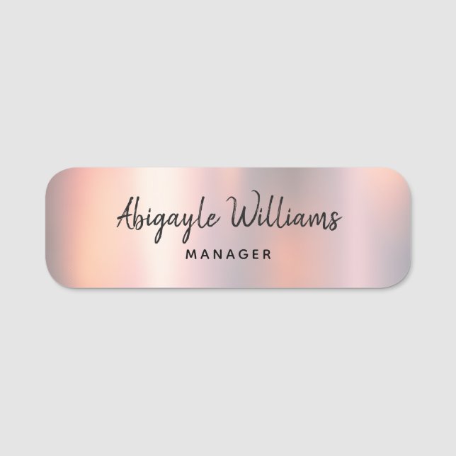 Moderne Blush Shimmer Metallic Girl Namensschild (Vorderseite)