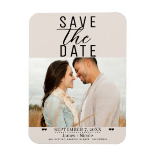 Moderne Blush-Tan-Save-the-Date-Hochzeitsfotos Magnet