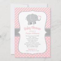 Moderne Blush und Graue Elephant Girl Baby Dusche